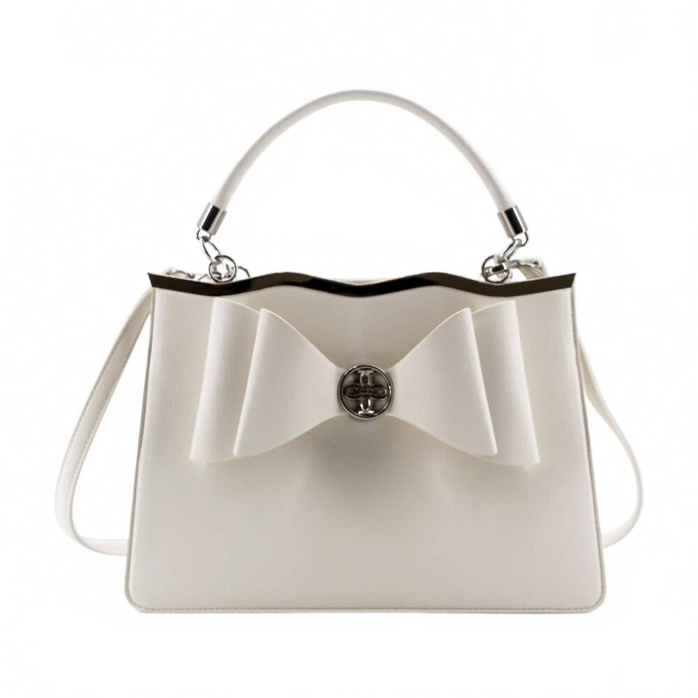 NEW SAGE & CLARE women's noa structured bowtie crossbody bag in white